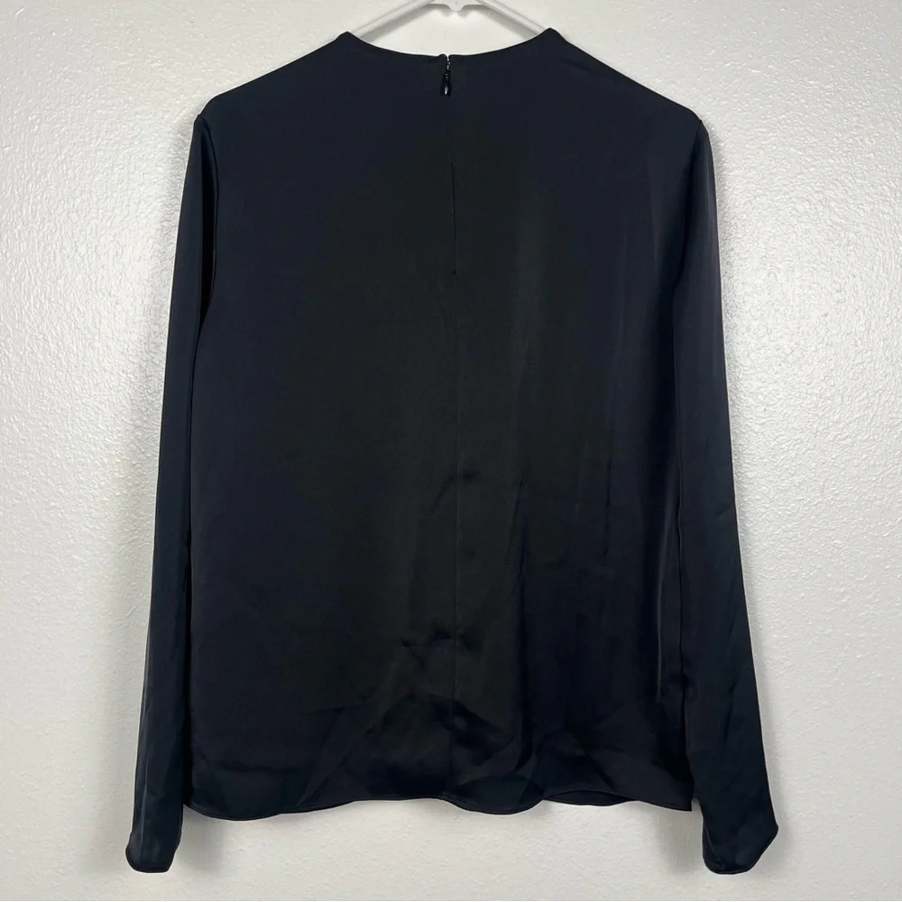 Aritzia Babaton Hamilton Black Satin Long Sleeve Blouse Top Small